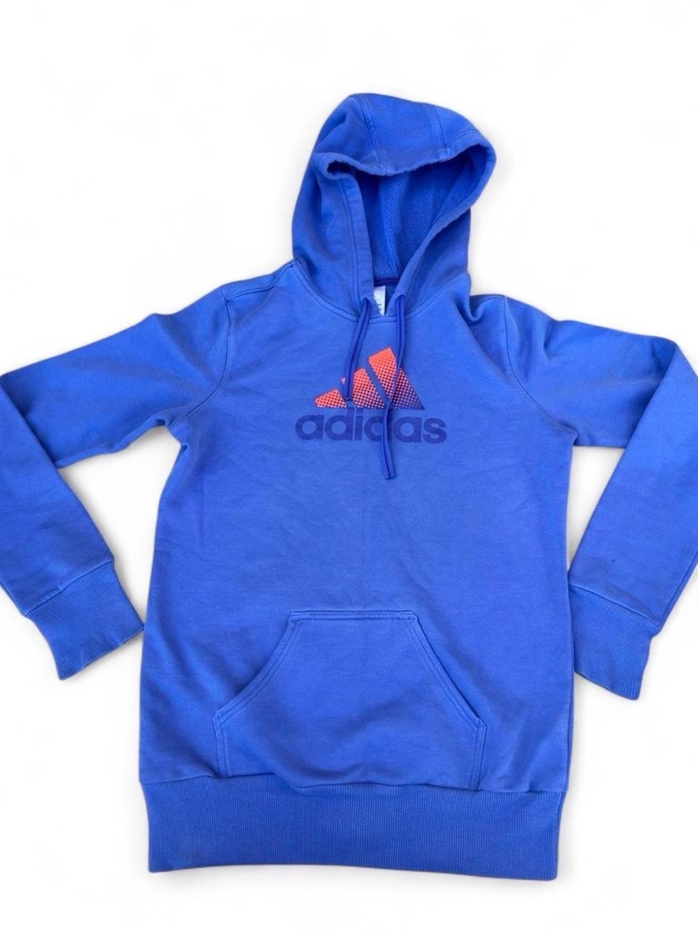adidas Royal Blue Pullover Hoodie with Coral Logo